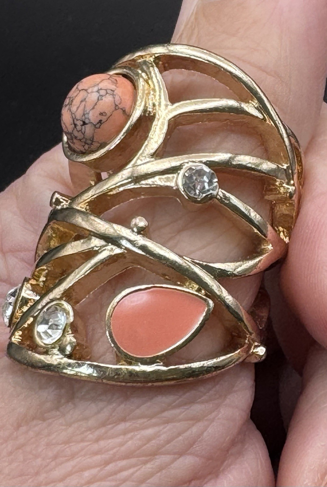 Artisan Abstract Gold tone Statement Ring-mixed S… - image 5