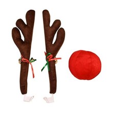 Christmas Car Decor Kit, Reindeer Antlers Decorations 3 PCS Brown 01