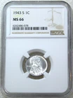 1943-S Lincoln Steel Cent NGC MS66 Bright Frosty Luster, PPQ New Holder #N330Z