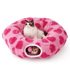 Lesure Cat Tunnel Bed for Indoor Cats Cute Cat Donut Tunnel Toys with Washab...