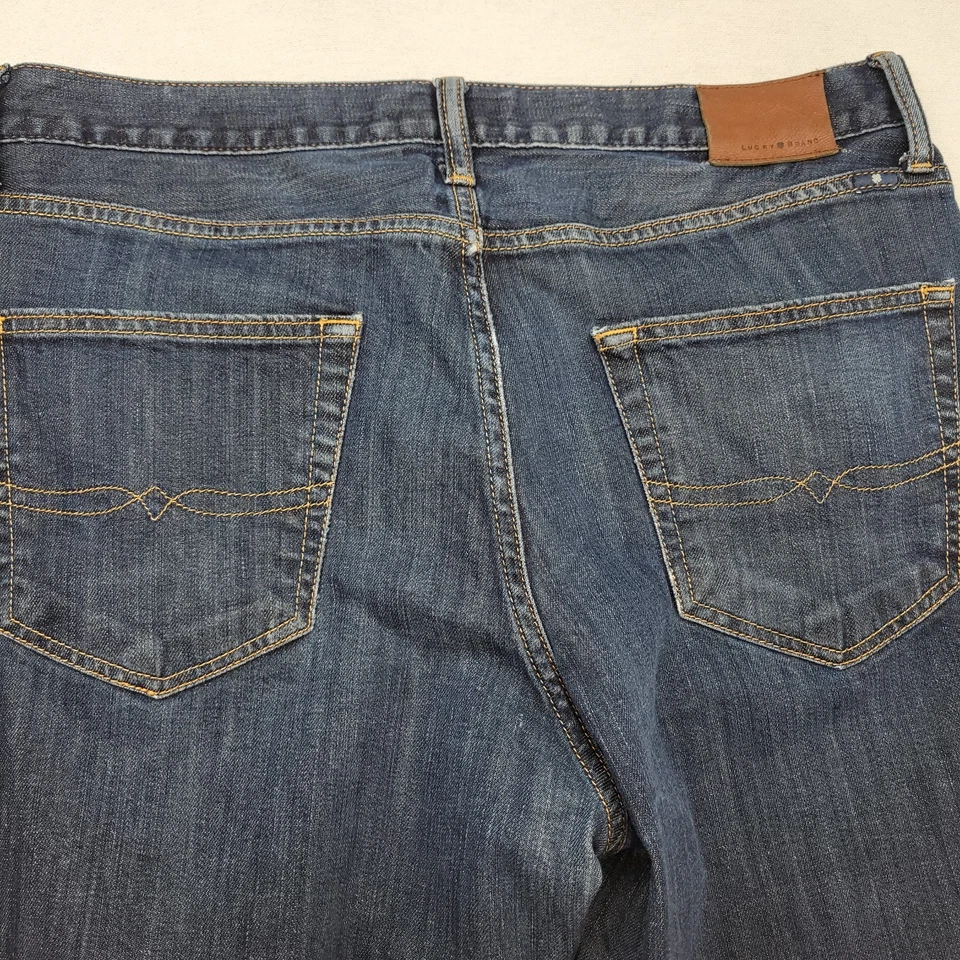 Pantalones de mezclilla Lucky Brand para hombre 34x32 azul 410 atléticos tiro medio recto lavado oscuro Foto 4 de 4