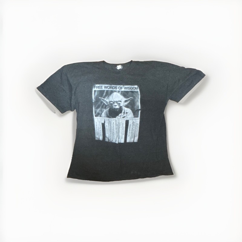 Men's Black Star Wars Yoda Graphic Print Crew Neck Short Sleeve T-Shirt Size XL