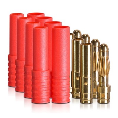 Gold contact plug with red housing 4.0 mm 4 pieces partCore 100034