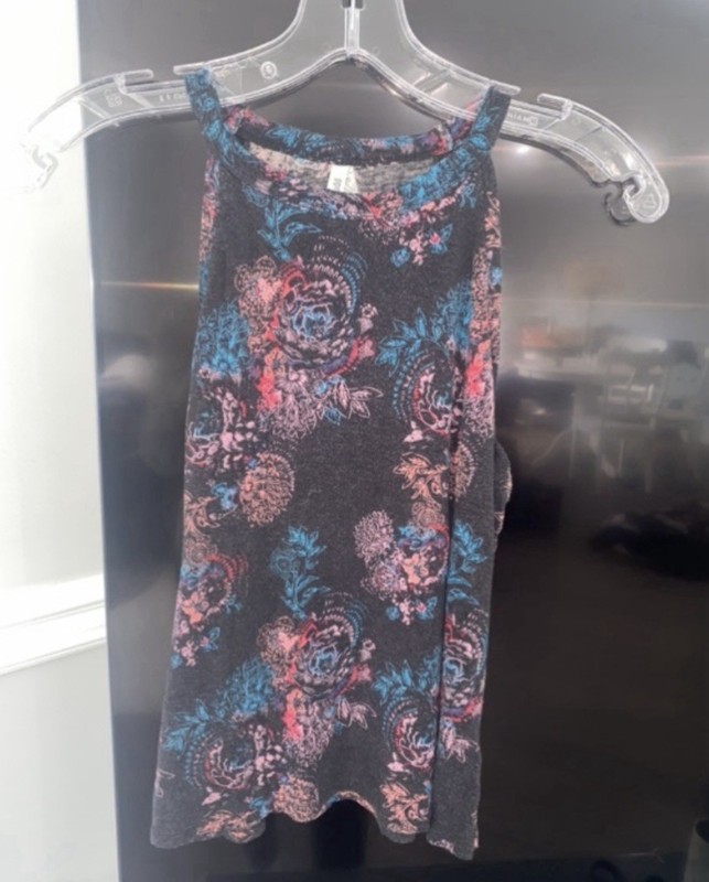 Mudd Y2K 90s Floral Tank Top Black Pink Blue Juniors Large