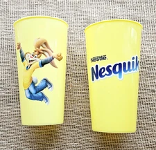Set Of 2 Nestle Nesquik Quicky Rabbit Yellow Plastic Tumblers Cups Limited...