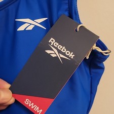 Reebok Women's Blue One-Piece Swimsuit S Wide Strap Recycled Polyester Spandex