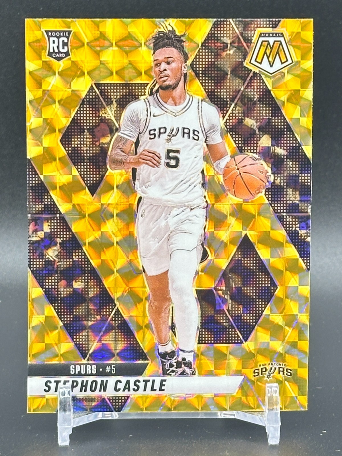 2024-25 Panini Mosaic Mosaic Reactive Yellow #236 Stephon Castle RC ROOKIE SPURS