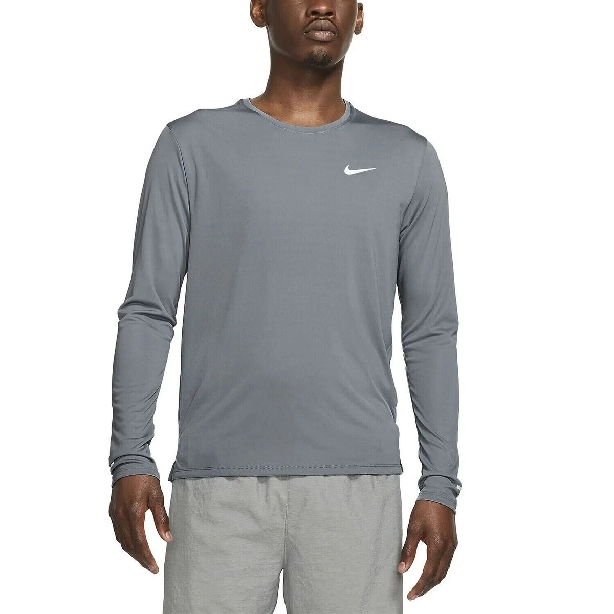 Nike Running Top Mens Dri FIT Miler Run Long Sleeve Tee Grey Reflective Large
Opens in a new window