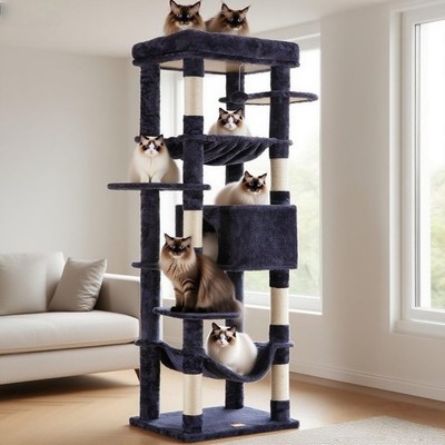 Heybly 69'' XXL Cat Tree Tower for Large Cats, 20 lbs Heavy Duty, Multi-Level Con