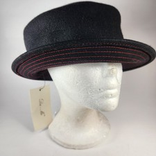 DA - ME Womens Hat Medium Black 100% Wool Fedora Made Italy NEW 