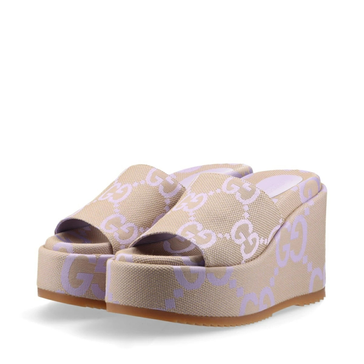 GUCCI GG Canvas 24 Years Canvas Wedge Sole Sandals 37 Women's Lavender 730047 Mu thumbnail 5