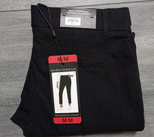 Mario Serrani Textured Pull On Pant Womens Medium Black Ankle