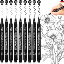 Schwarz Fineliner Stifte, 9 Handlettering Stifte Set, 8 Tuschestifte + 1 Brush,