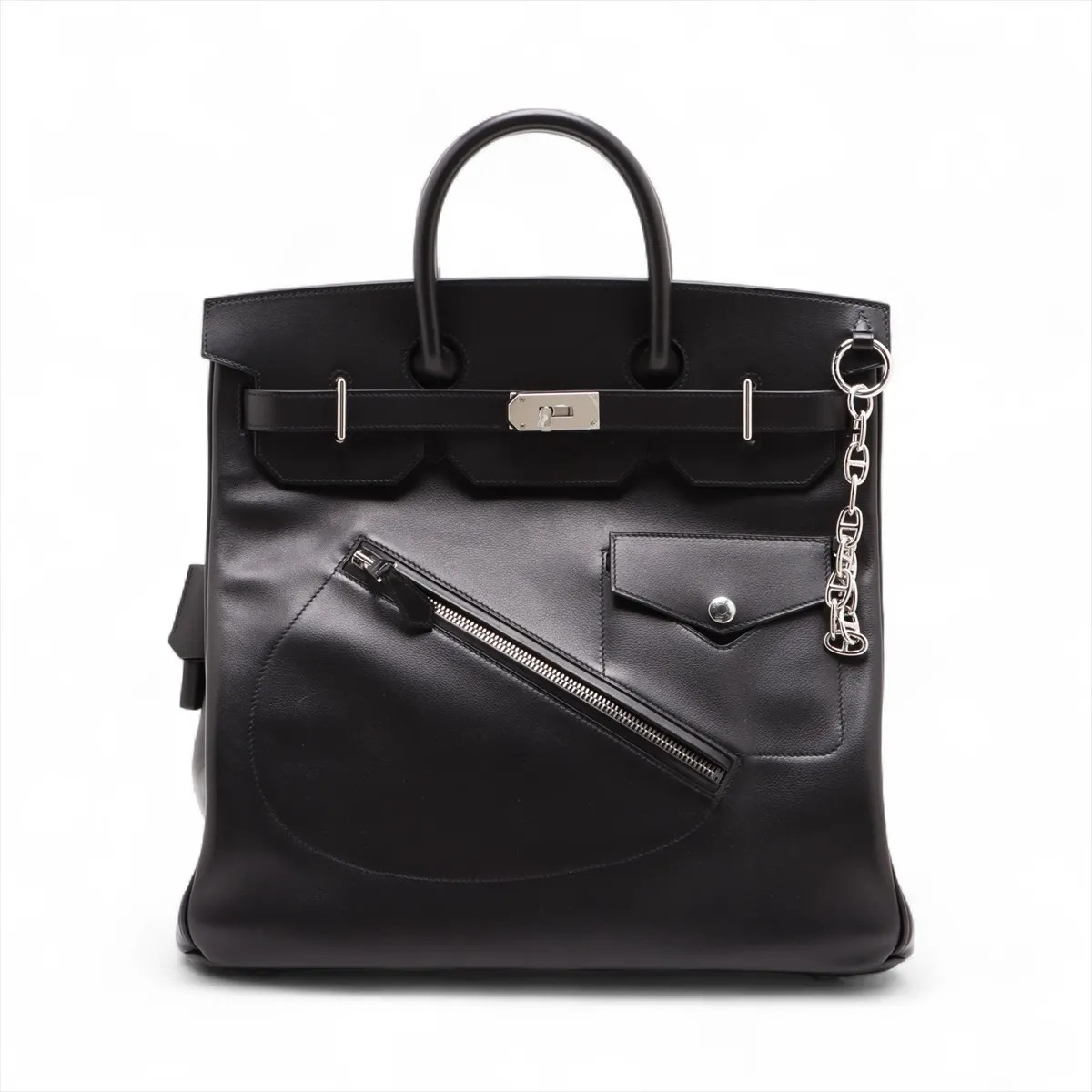 Hermès Haut A Courroies 40 Lock Evergrain Black Silver Metal