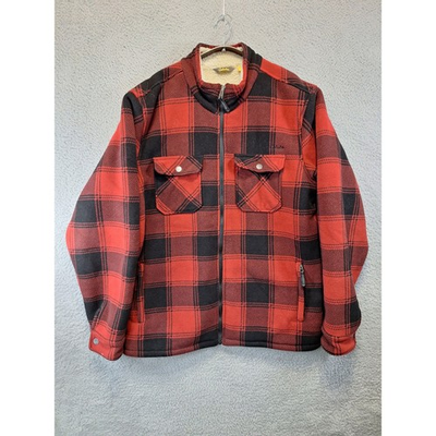 #ad #ad Cabelas Red Black Buffalo Plaid Sherpa Style Lined Fleece Jacket Mens XLT Cozy $31.48