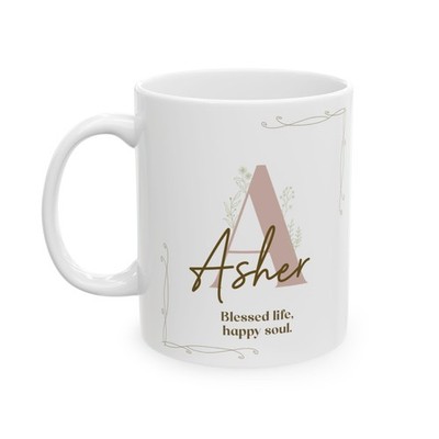 Asher Name Meaning Mug. Gift for Family and Friends