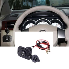 Cigarette Lighter Dual USB Charger Socket for Car Motorcycle Powering Devices