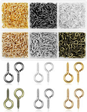 840Pcs Small Screw Eye Pins 5mm Mini Eye Hooks 6 Colors for Jewelry DIY Crafts A