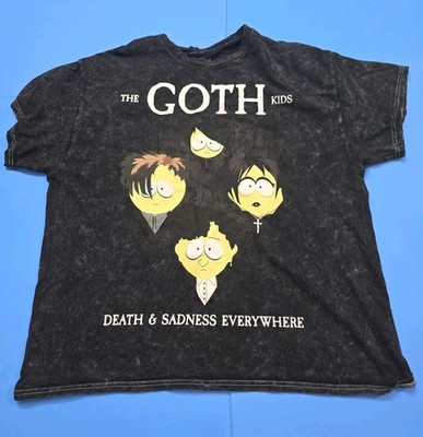 South Park The Goth Kids Hot Topic Mineral Wash T-Shirt Mens Size L Goth Emo