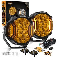 Auxbeam 5 Round Led Work Light Spotlights Amber Drl Pods Suv Driving Truck Fog