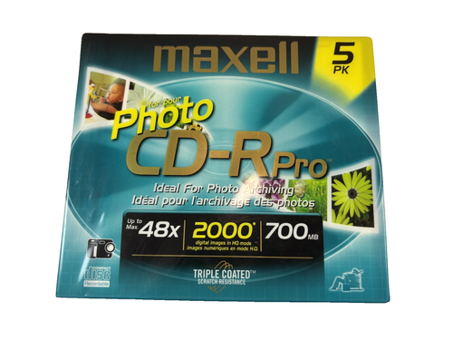 Blank CDs 5 pack - MAXELL CD-R Pro for Photo - 48x - 700mb - Brand New - Sealed - Picture 2 of 6