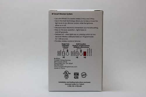 CWD Aspire RF Smart Dimmer, RF9536-NDLA, Z-Wave, 1000 W Incandescent, L Almond - Picture 2 of 4