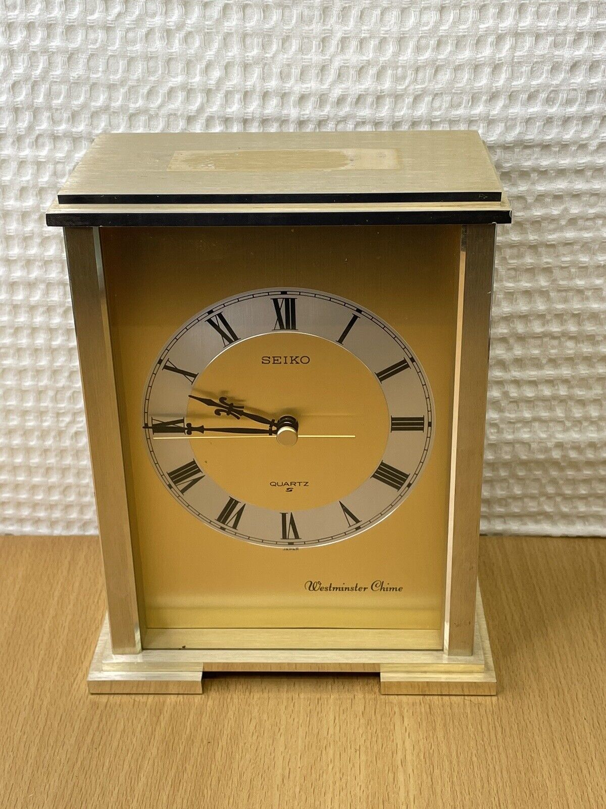 Seiko Westminster Chime Brass Mantel Shelf Clock Elegant Vintage 