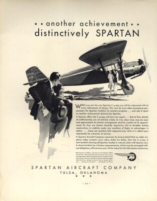 Another achievement - distinctively Spartan C-4-225 Monoplane ad 1930 F
