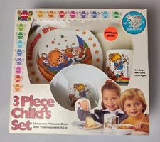 Vintage 1983 Rainbow Brite DEKA PLASTIC 3pc. Set plate cup bowl NOS *Open Box*