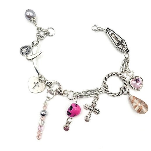 silver gothic charm bracelet