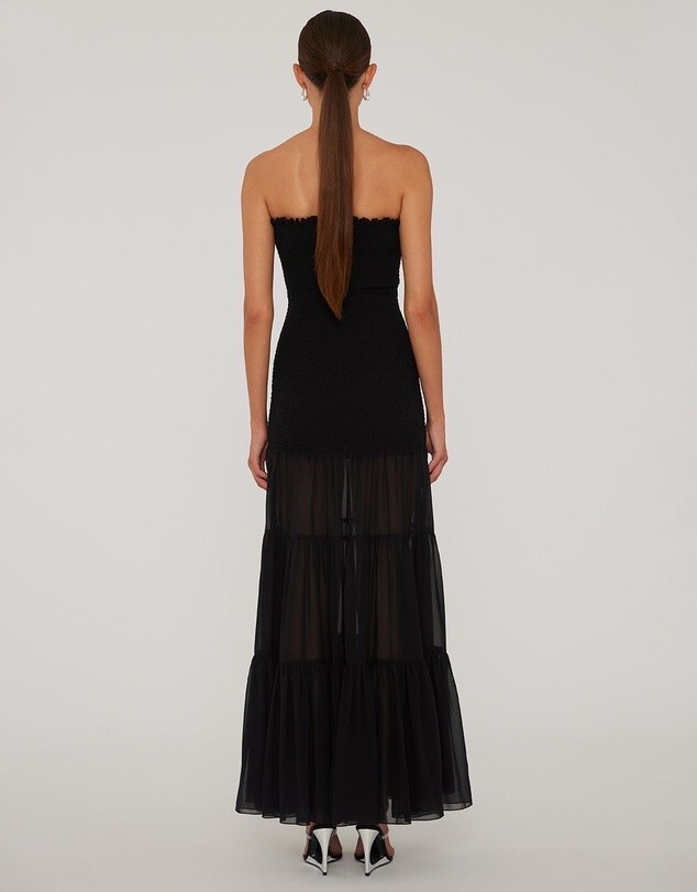 Rotate Birger Christensen Black Chiffon Strapless Dress 36 NWT image 3