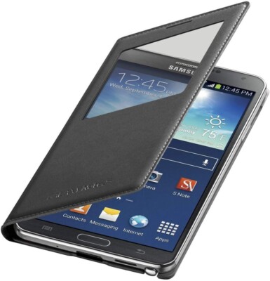 GENUINE Samsung Galaxy Note 3 Case S View Flip Cover Folio - Black