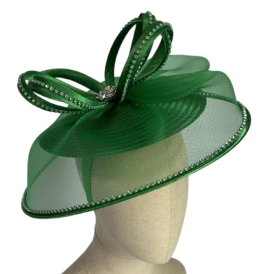 Vintage Straw Sun top Hat with Ribbon and Tassel Light Green Derby style Vintage Straw Sun top Hat with Ribbon and Tassel Light Green  main image 4