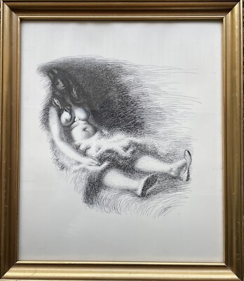 AAGE SIKKER HANSEN 1897-1955 WEIBLICHER AKT FRAU LITHOGRAFIE VINTAGE DÄNEMARK 