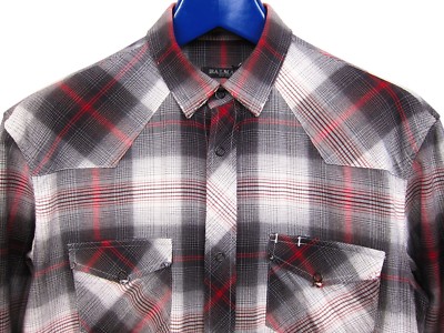 Balmain Red & Black Plaid Western Shirt SS10 sz. 38 Small | eBay