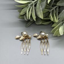 Bridal Hair Comb Pearl Headpiece Hair Comb Wedding Accessories 2 Pc Set
