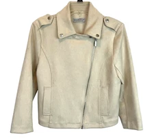 Bagatelle Collection Women's Moto Style Jacket  Size M  Beige  Super Soft Rocker