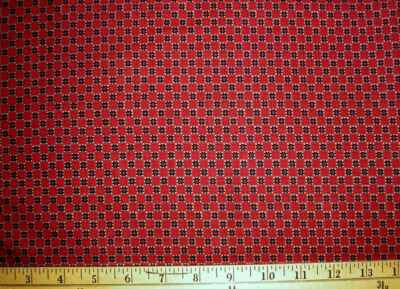 DEBBIE MUMM Fabric - Tiny Quilt Blocks on Red - by the HALF yard (18'')