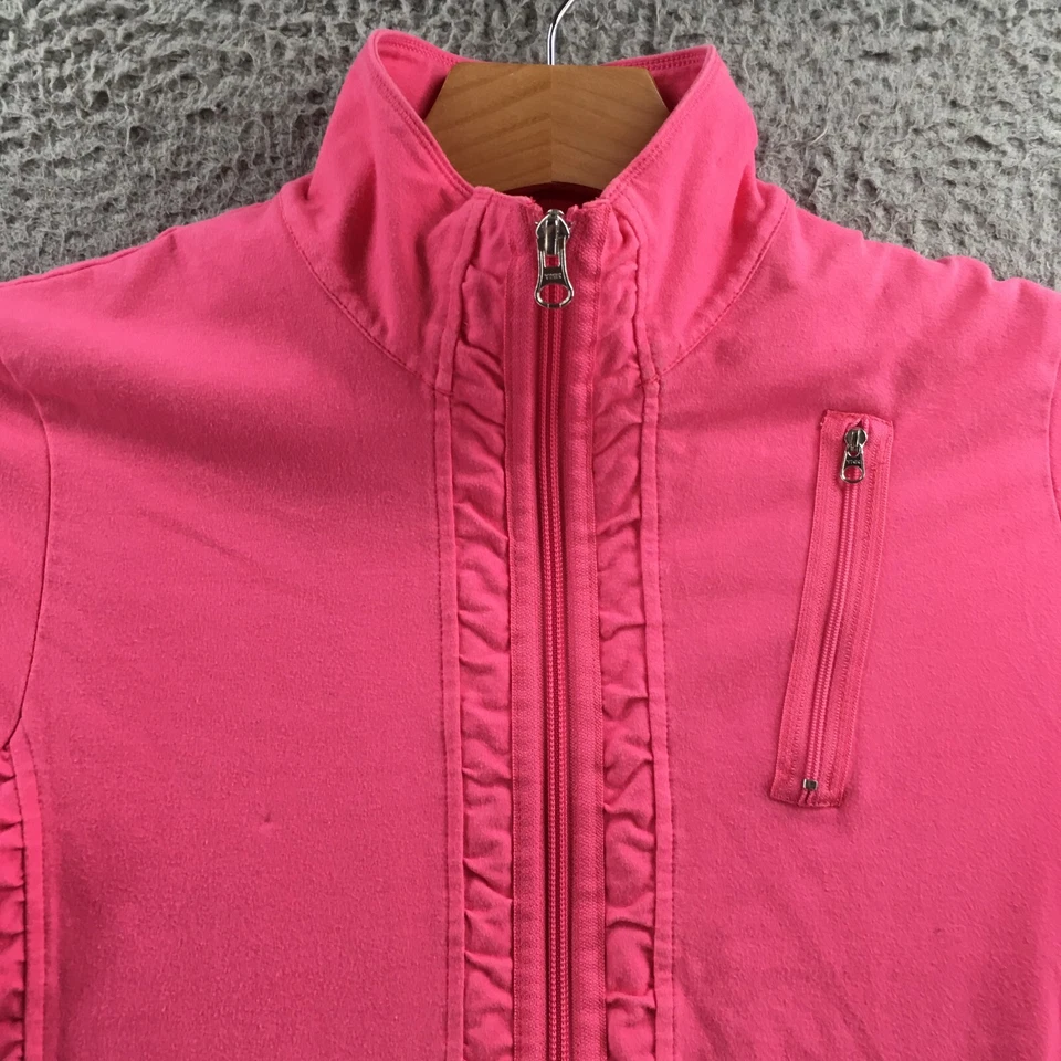 Jaqueta Buda Neon Feminina Grande Rosa Zíper Completo Manga Longa Bolsos com Zíper - Imagem 2 de 4