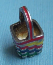 Vintage enamel Autumn Brown County Basket sterling charm