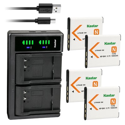 LTD2 Charger & 4 battery for DSC-W560 W570 W580 W610 W620 W630 W650 W670