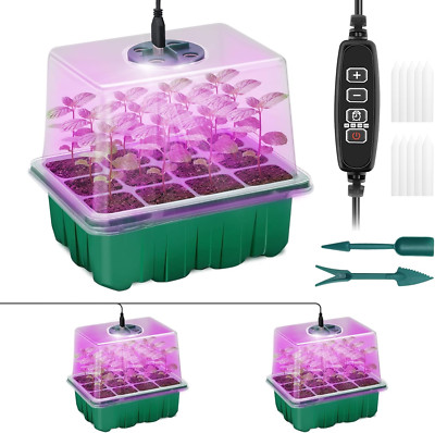 Seed Starter Tray 2 Pack with Light and Humidity Domes for Plant Growing