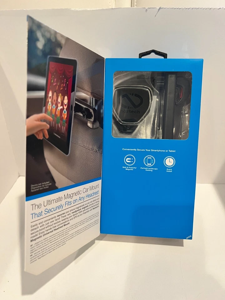 NEW Naztech MagBuddy Hands-Free Mobile Device Headrest Mount - Black - Image 2 of 2