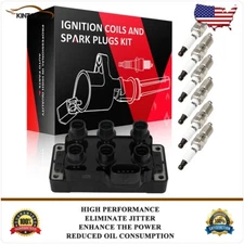 Ignition Coil & Iridium Spark Plugs Kit For Ford F150 Truck V6 4.2L 1998-2000