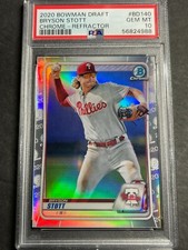 2020 BOWMAN DRAFT CHROME REFRACTOR PSA 10   RC ROOKIE BRYSON STOTT