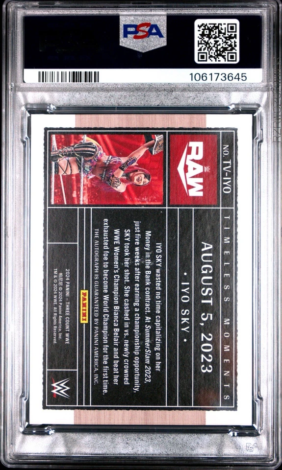 2024 Panini Three Count WWE Iyo Sky Timeless Moments Auto /15 - Image 2 of 2