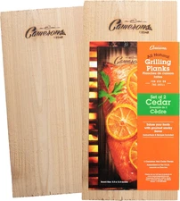 Camerons Cedar Grilling Planks - 2 Pack (5.5"X11.5") - Premium Natural Cedar Woo