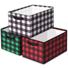 Christmas Storage Bins 3-Pack, Collapsible Storage Baskets for Organizing Toy...