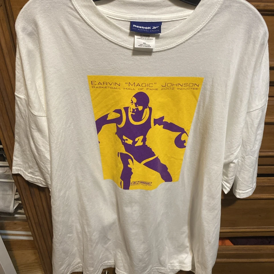 Camiseta Magic Johnson vintage y rara, 2002, XXL, camiseta de miembro del Salón de la Fama, Reebok  Foto 4 de 4