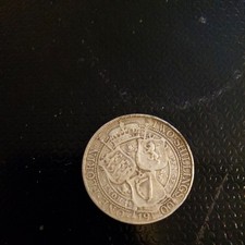 1900 UK Queen Victoria Florin/2 Shillings Silver Coin  - Old Head / Veiled (a1a)